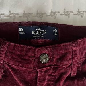 Hollister Burgundy High-Rise Flare Pants